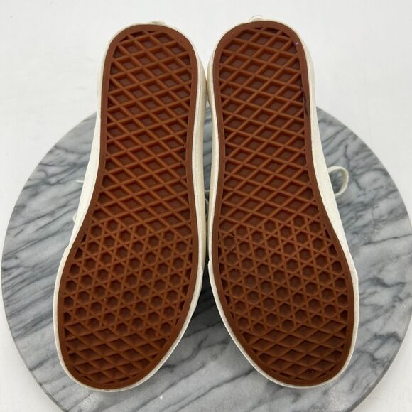 Vans Weave Sneakers Womens 6.5 Cream Suede and Canvas Lace Up Low Top Shoes - Picture 7 of 11